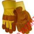 13465 046065134632 Red Leather Suede Cowhide Large Gloves Steer Palm