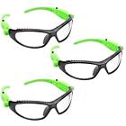 26017pk3 Safety Goggles Glasses Black Green Led Pack 076812234254