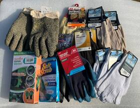 71635 Ace Hardware All Purpose Gloves Lot Of 15 Knit Latex Coated Canvas Sizes See Desc