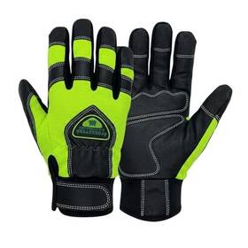 Ahlborn Equipment 756580036877 Hi-vis Chainsaw Gloves Anti-vibration Leather Safety Large Pack Of 1