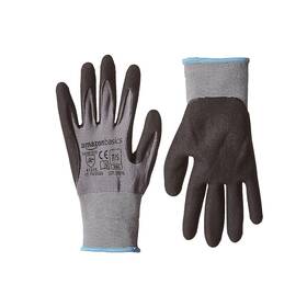 Amazon Basics 840095844338 Micro-foam Nitrile Coated Safety Work Gloves 12-pack Gray Size 7 S