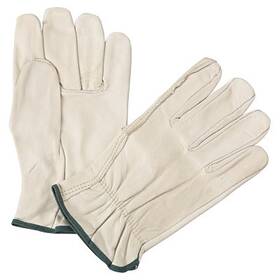 990im Anchor Brand Quality Grain Cowhide Leather Driver Gloves Medium Unlined Natural Shirred