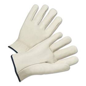 990is Anchor Brand Quality Grain Cowhide Leather Driver Gloves Small Unlined Natural Shirred