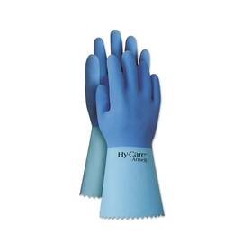104636 Ansell Hy-care Gloves 10 Natural Latex Blue - 12 Per Dz