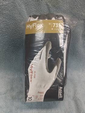 11-735 Ansell Hyflex Polyurethane Palm Coated Gloves Size 10 White/gray - 12 Per Dz