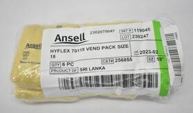 70-118 Ansell Lot Of 4 Hyflex Yellow Clut Resistant Sleeves 18 Gauge Medium Size