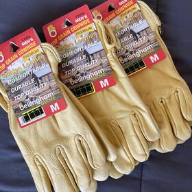 C2354 Bellingham Gloves 3-pack Top Grain Cowhide Golden Leather Medium