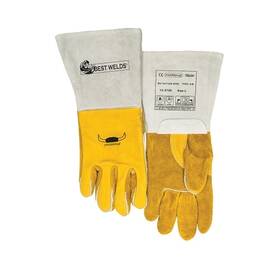 850gcm Best Welds Premium Welding Gloves Grain Cowhide Medium Gold - 1 Per Pr