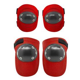 Bison Life 744110061598 Red Tough Cap Thick Foam Padding Knee Pads And Elbow Bundle