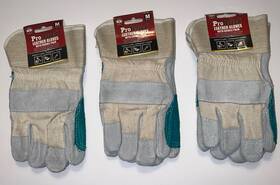 M05015 Brighton Leather Work Gloves With Double Palm. 3 Medium Pair Gloves. New