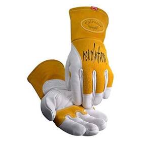 1810-6 Builders World Wholesale Distribution Premium Cow Grain Mig/stick Welding Gloves Two-layer Extra Large Gold/white