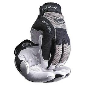 2955l Caiman White Goat Grain Leather Palm Gloves Large White/black/gray