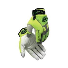 2980m Caiman Goat Grain Hi-vis Reflect. Back Knuckle Protection Mech Gloves Medium Hi-viz