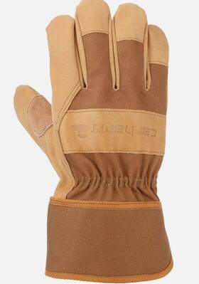 Gw0513 Carhartt Mens Insulated Grain Leather Work Glove With Safety Cuff Brown 2xl