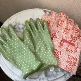 77342-26 Digz Womens Rose Pattern Canvas Size M And Green Dot Latex/polyester Gloves S-m