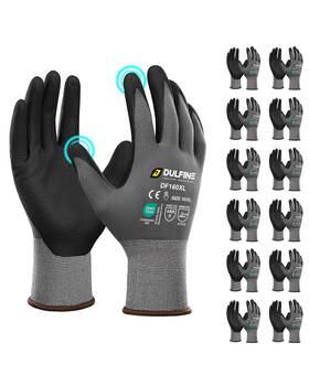 Dulfine Df160-12p-grey-m Safety Work Gloves Microfoam Nitrile Coated-12 Pairs Medium Grey