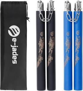 E-jades 755641562713 Safe Foam Nunchucks For Adults And Kids - Soft Durable Large Black