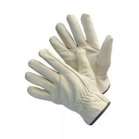 32-1383 Elisanliving 12-pair Full Cow Grain Leather Driver Work Gloves Keystone - Size Large