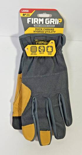 56327 Firm Grip Duck Canvas Heavy Duty Work Utility Size Large - New