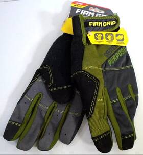 Firm Grip 731919553287 Tough Working Gloves Large General Purpose Home Work Garden Camp Green