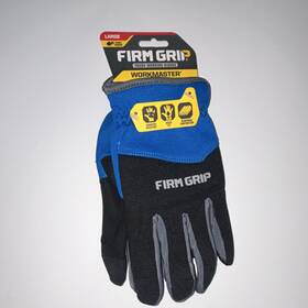 98972 Firm Grip Workmaster Large Work Gloves Blue Black Gray Abrasion Resistant