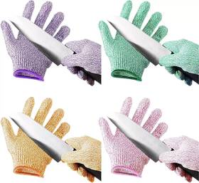 Geyoga 744110670158 4 Pairs Kids Cut Resistant Gloves Level 5 Safe Protection For Kitchen Gar