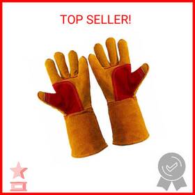 Gotoone 791533056144 Bite Proof Glove Animal Handling Gloves 1pair Leather 14 Inch Cowhide Reinforc