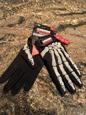 Grease Monkey 731919253828 Touch Screen Bones Extreme Black Out Mechanic Work Gloves Large