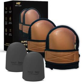 Hm-1001-br1 Hmyl Easy Super Soft Leather Knee Pads For Work With Extra Pair Of Liners Shorts Avail