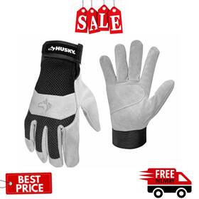 67847-06 Husky Large Abrasion-resistant Leather Outdoor Jobs And Work Glove Black/white