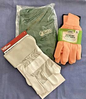 Ht22-404-01-02 Hyper Tough Goat Skin Leather Gloves Sz L Woodcraft Apron Garden Lot