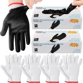 Janmercy 705353888991 200 Pcs Disposable Bbq Gloves Nitrile With 4 Pairs Cotton Liners Grilling