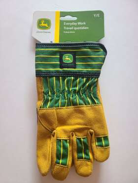Lp42429 John Deere Youth Everyday Work Gloves Reinforced Faux Leather Palm Durability