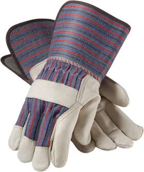 87-1663xl Jomac Pip 87-1663 Blue Top Grain Cowhide Leather Gauntlet Gloves - 1 Dozen