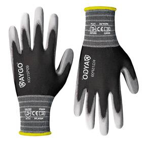 Kaygo 615068619240 Ultra Thin Pu Coated Safety Work Gloves 12 Pairs Nylon Large Gray