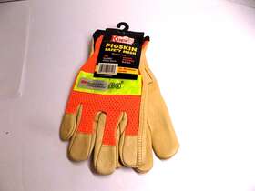 909-m Kinco 035117918047 Mens Pigskin Safety Gloves Medium Unlined Grain Mesh-back Orange