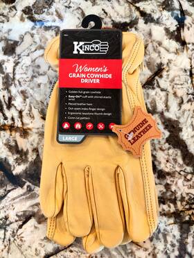 Kinco 035117986251 Womens Grain Cowhide Leather Driver Gloves Tan Large 98w-l New