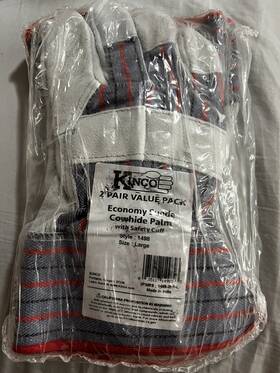 1498-2pk-l Kinco Economy Suede Cowhide Palm With Saftey Cuff Large 1498 2pk