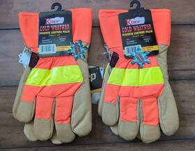 1938kwa-m Kinco Lot 2 Pairs-kinco 1938 Kwp Thermal Lined Leather Palm High Vis Gloves Large