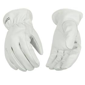 92-l-1 Kinco Grain Goatskin Leather Work Gloves Keystone Thumb Easy-on Cuff - White