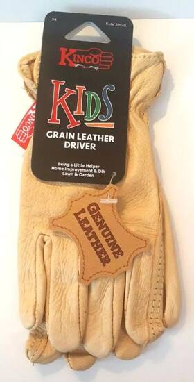 94ks Kinco Kids Grain Leather Driver Gloves - Durable Genuine Small