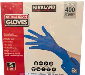 1905317 Kirkland Signature Nitrile Exam Gloves Small 2x200 Count Box Total 400 Exp 02/28