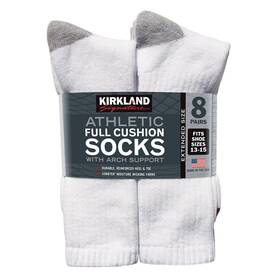 7771590 Kirkland Signature Mens Athletic Sock 8 Pair Extended White