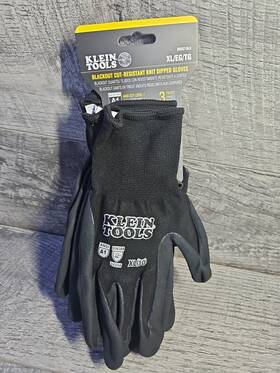 605821 Klein Tools 60579 3 Pairs Blackout Knit Dipped Gloves Cut Level A1 Size Xl/10
