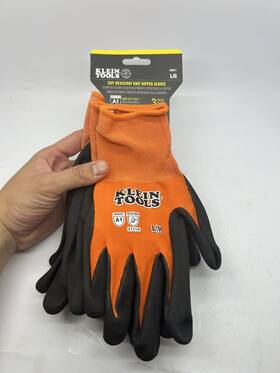 60582 Klein Tools Knit Dipped Gloves Cut Level A1 Touchscreen Large 3-pair