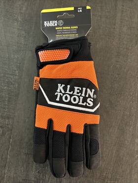 60618 Klein Tools New Winter Thermal Gloves Thinsulate And Water Resistant Size Large L