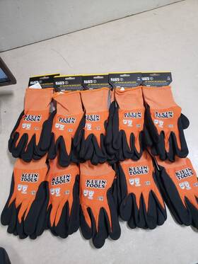 60672 Klein Tools 10 Pairs - Knit Dipped Gloves Cut Level A1 Touchscreen Large