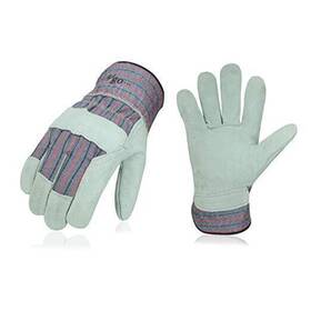 Laborsing Safety Products Inc. 608119715183 Pairs Leather Work Gloves Men Mens Large 3 - Blue Plaid