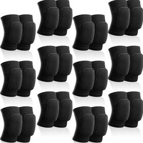 Pads-08 Lenwen 12 Pairs Volleyball Knee Pads For Dancers Soft Medium Black