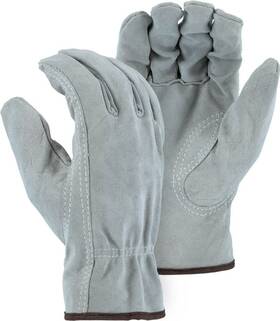 1512 Majestic 12 Pair Split Leather Cowhide Drivers Protective Roping Work Gloves Xsmall
